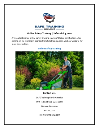 Online Safety Training  Safetraining