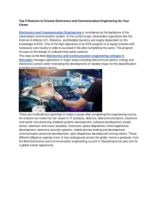 Top 5 Reasons to Choose Electronics and Communication Engineering As Your Career