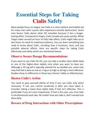 Essential steps for taking Cialis safely