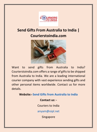 Send Gifts From Australia to India | Courierstoindia.com