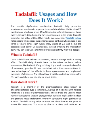 Tadalafil usages and how does it work