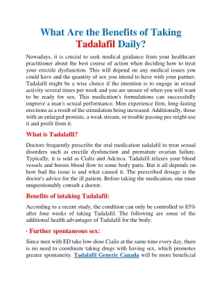 What are the benefits of taking Tadalafil daily