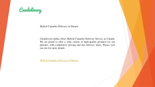 Hybrid Cannabis Delivery in Ontario  Candelivery.online