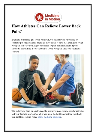 How Athletes Can Relieve Lower Back Pain