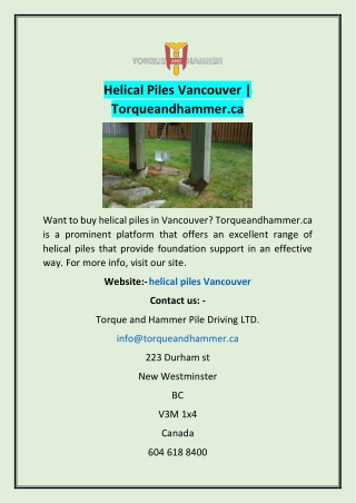 Helical Piles Vancouver | Torqueandhammer.ca