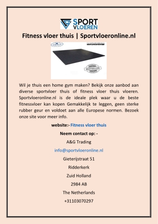 Fitness vloer thuis | Sportvloeronline.nl