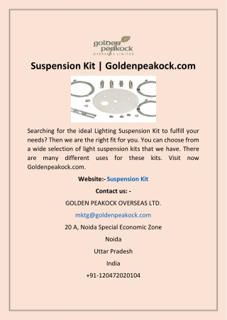 Suspension Kit | Goldenpeakock.com
