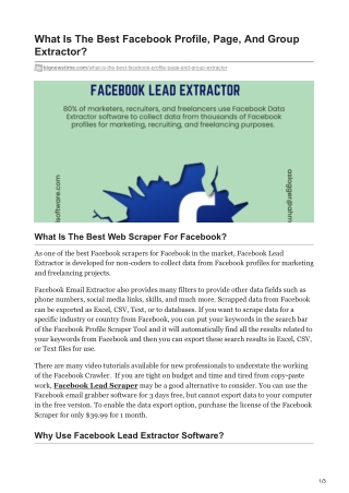 What Is The Best Facebook Profile Page And Group Extractor