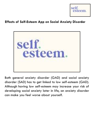 Effects of Self-Esteem App on Social Anxiety Disorder
