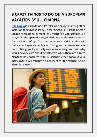 5 CRAZY THINGS TO DO ON A EUROPEAN VACATION BY JILL CHARPIA