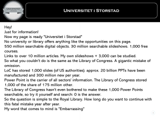 Open letter Universitet i Storstad