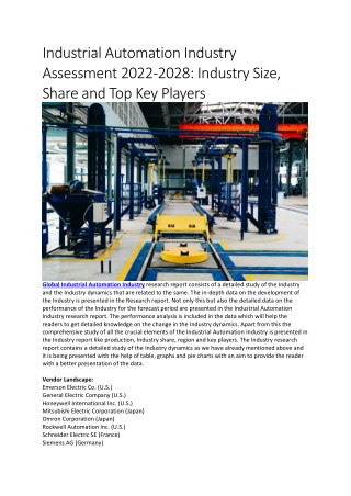 Industrial Automation Industry Assessment 2022