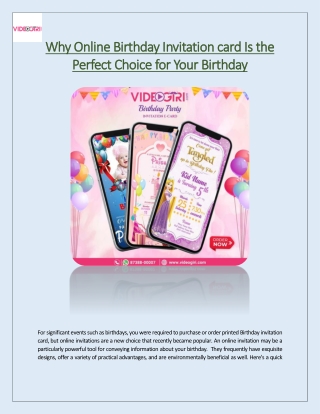 Why Online Birthday Invitation card Is the  Perfect Choice for Your Birthday