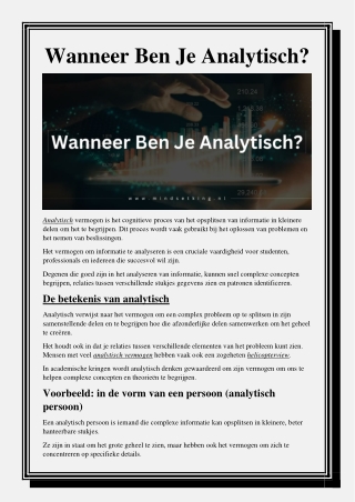 Wanneer Ben Je Analytisch?