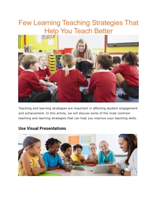 Learning teaching strategies