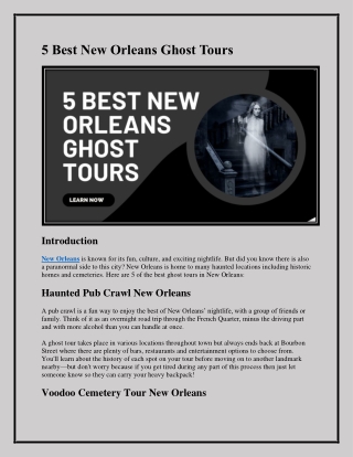 5 Best New Orleans Ghost Tours