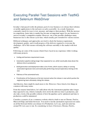 Executing Parallel Test Sessions with TestNG and Selenium WebDriver