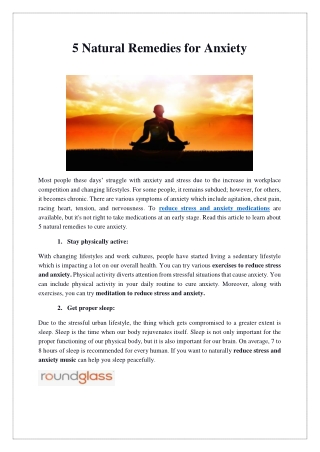 5 Natural Remedies for Anxiety