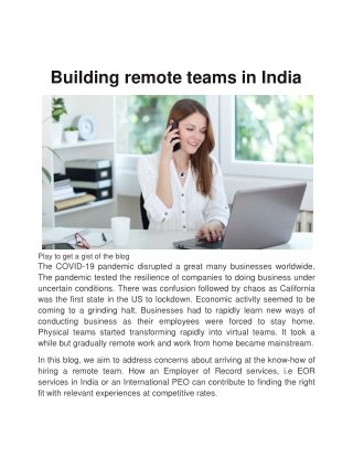 Building remote teams in India