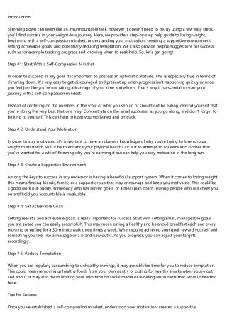 The Intermediate Guide to weight loss
