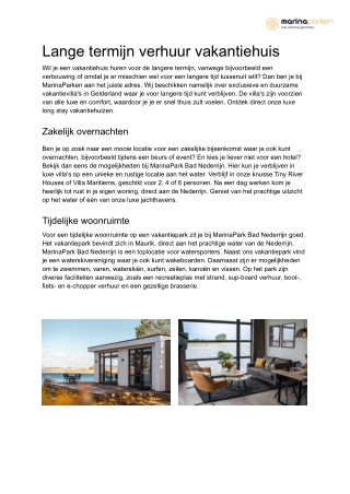 Lange termijn verhuur vakantiehuis