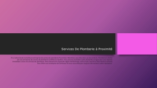 Services De Plomberie à Proximité