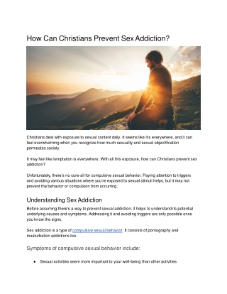 How Can Christians Prevent Sex Addiction