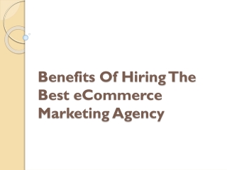 Benefits Of Hiring The Best eCommerce Marketing Agency