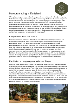 Natuurcamping Duitsland