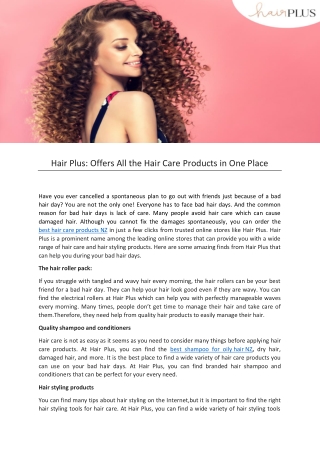 Hair Plus Offers All the Hair Care Products in One Place
