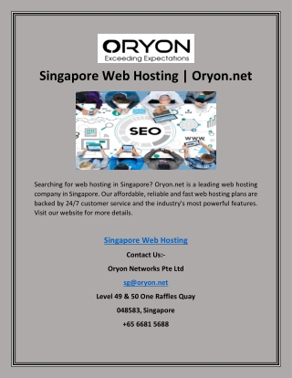 Singapore Web Hosting | Oryon.net