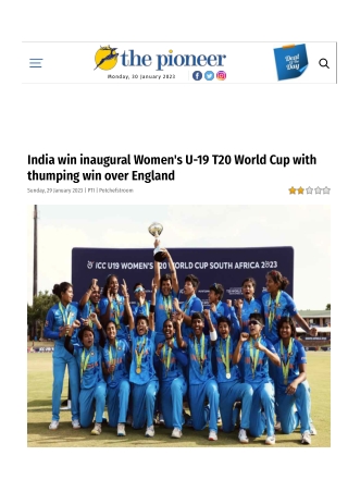 India win inaugural Women's U-19 T20 World Cup with thumping win over England