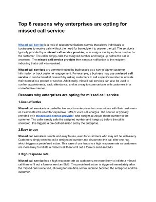 Top 6 reasons why enterprises are opting for missed call service.docx