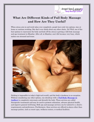 Spa and Massage Service in Mumbai