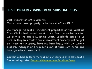 Property Management Sunshine Coast