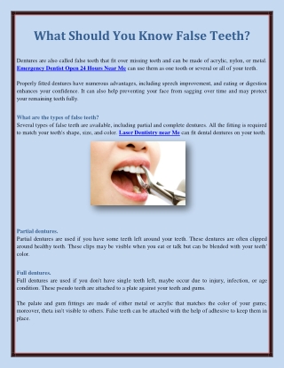 What Should You Know False Teeth?