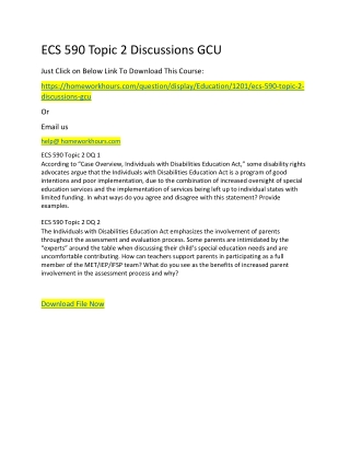 ECS 590 Topic 2 Discussions GCU