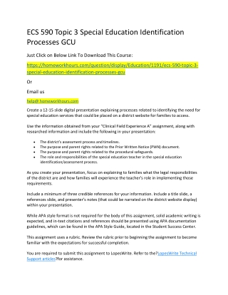 ECS 590 Topic 3 Special Education Identification Processes GCU