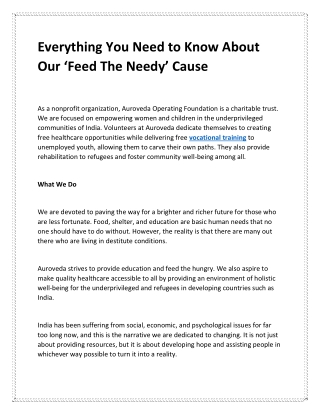 Everything You Need to Know About Our ‘Feed The Needy’ Cause