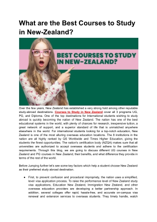 What are the Best Courses to Study in New-Zealand?