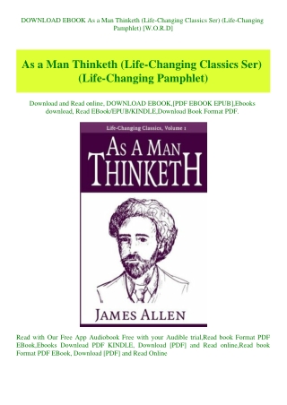 DOWNLOAD EBOOK As a Man Thinketh (Life-Changing Classics Ser) (Life-Changing Pamphlet) [W.O.R.D]