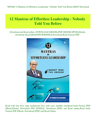 EPUB$ 12 Mantras of Effortless Leadership  Nobody Told You Before BEST Download