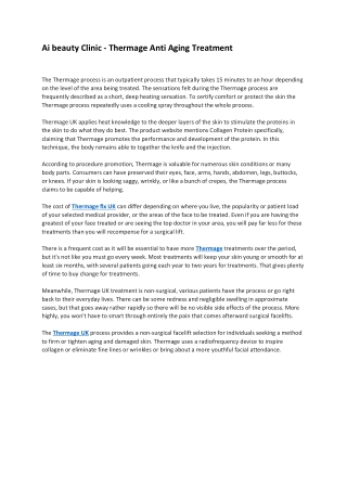 Ai beauty Clinic - Thermage Anti Aging Treatment