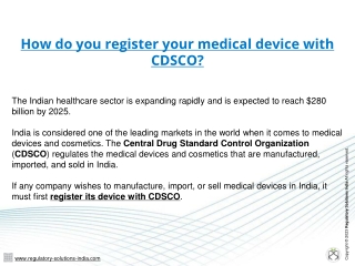 How do you register your medical device with CDSCO? - Regulatory Solutions India