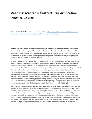 Datacenter Infrastructure Certification