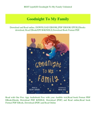 BEST [epub]$$ Goodnight To My Family Unlimited