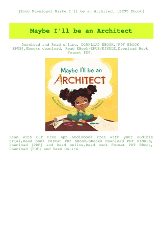 (Epub Download) Maybe I'll be an Architect [BEST Ebook]