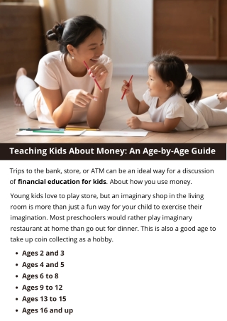 Teaching Kids About Money An Age-by-Age Guide