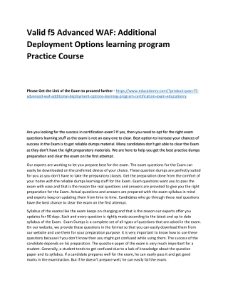 f5 Advanced WAF: Additional Deployment Options learning program