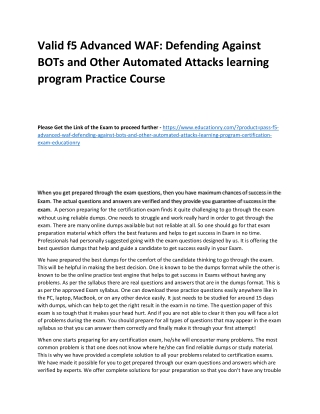 f5 Advanced WAF: Defending Against BOTs and Other Automated Attacks learning pro